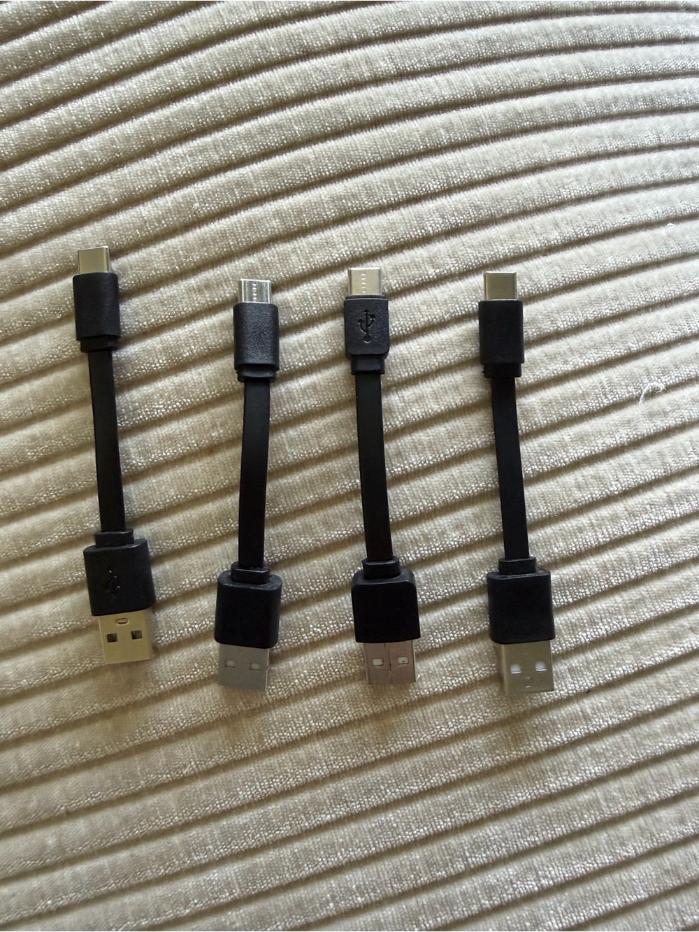 Black USB to Micro/Type-C Short Adapter Cables - Pack of 4